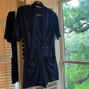 Faux Suede Navy Romper